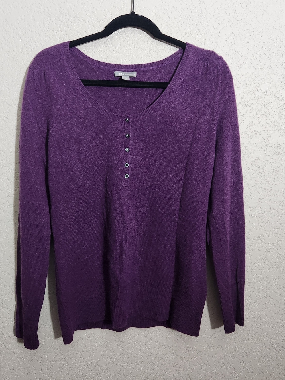 Apt. 9 Purple Henley Button-Front Knit Sweater
